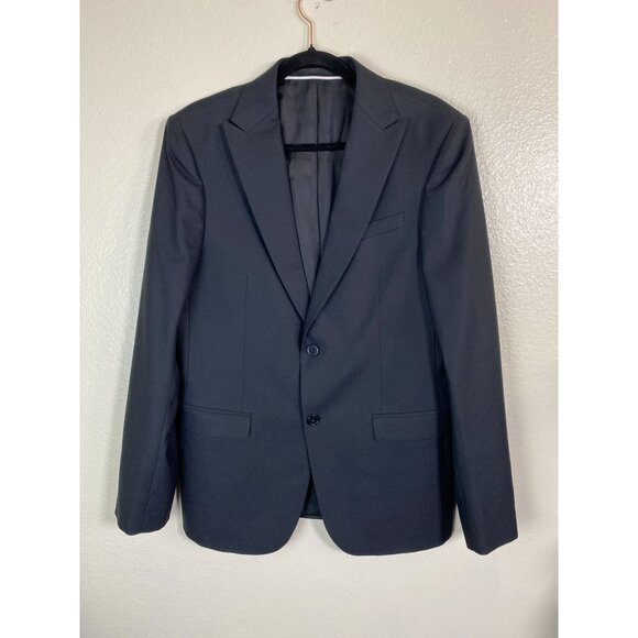 Z Zegna Drop 8 Wool Black Blazer Jacket Men US 40R Sports Coat Plaid Peak IT 50R